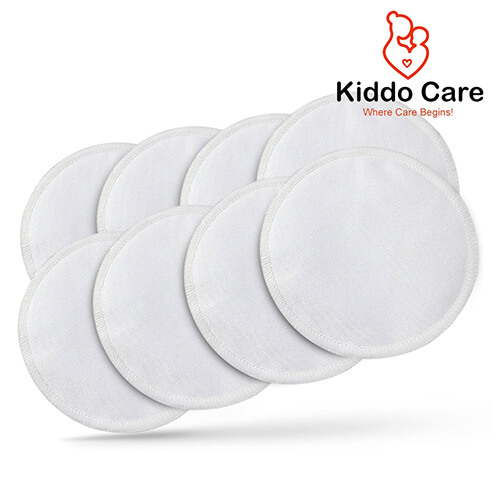 White- Reusable Breast Pads,Bra pads Ultra soft 4 pairs baby shower gift! Kiddo Care Washable Organic Bamboo Nursing Pads -8 PACK Leakproof Waterproof absorbent pads